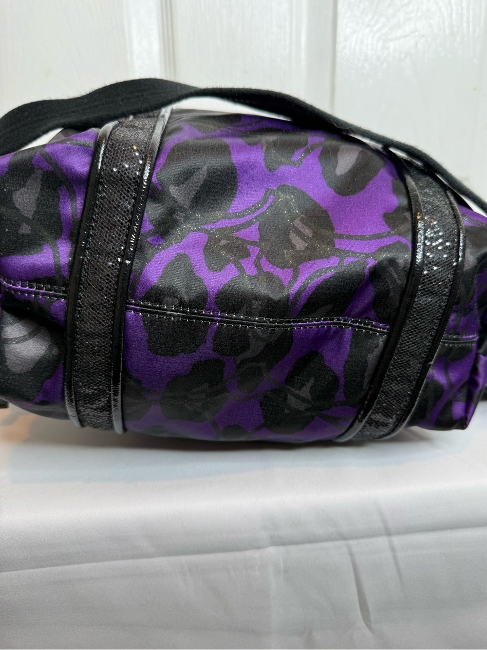 COACH POPPY OCELOT PURPLE DAISY GLAM GLITTER TOTE BAG - Picture 7 of 16